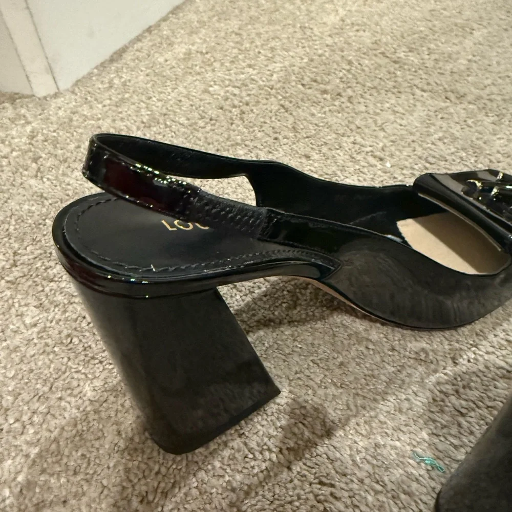 Louis Vuitton Black Heels with Square Toe and Embellishment - Worn 1 Time - Picture 6 of 12